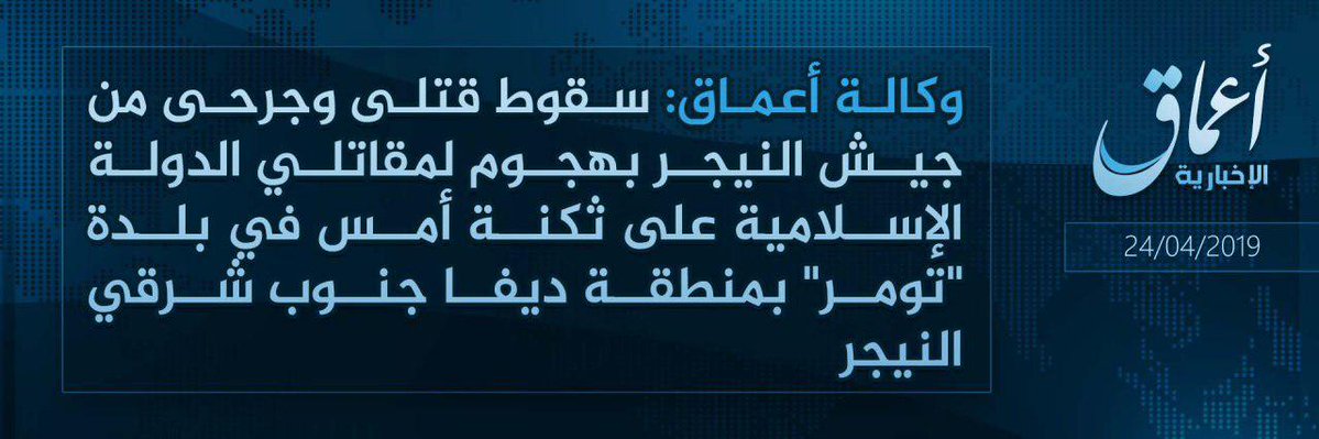 Niger: ISIS claims killing and injuring several Niger soldiers in Tomer town