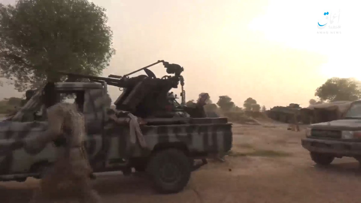 IS captured multiple technicals, including these 2 ZPU-2/KPV 14.5mm mounted on Toyotas.  The base looks reasonably large, not entirely sure how the lightly armed fighters (With a few technicals) took it over so easily with only 5 claimed casualties on the Nigerien army side. 
