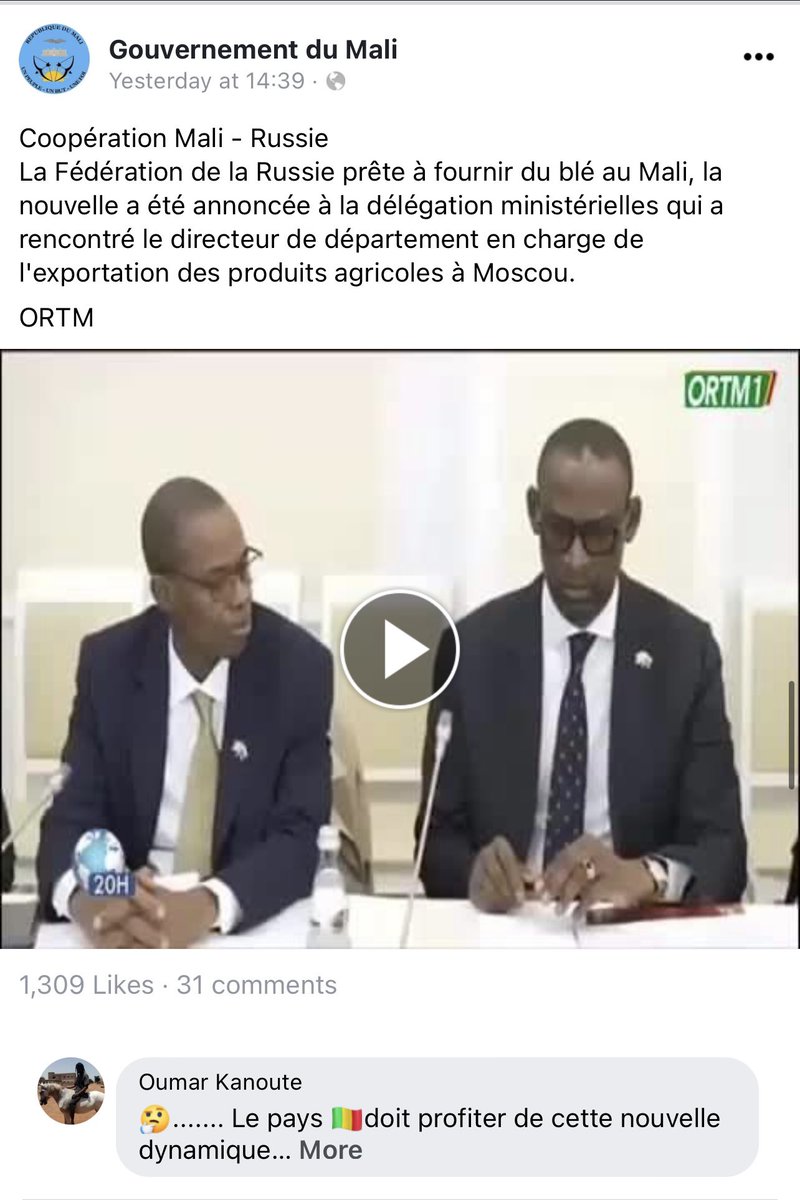 Mali's FM Abdoulaye Diop is on his way to Bamoko following his official visit to Moscow. Diop has thanked Russia for its efficiency in delivering weapons needed in the fight against insurgency, the Malian government's Facebook has reported