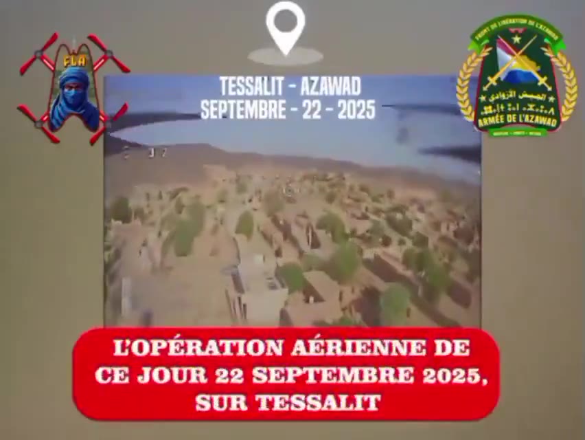 Mali: Geolocations of 2 Azawad Liberation Front(FLA) drone strikes. On 22/09, a building hit by a drone in Tessalit (20.2017, 1.0097)