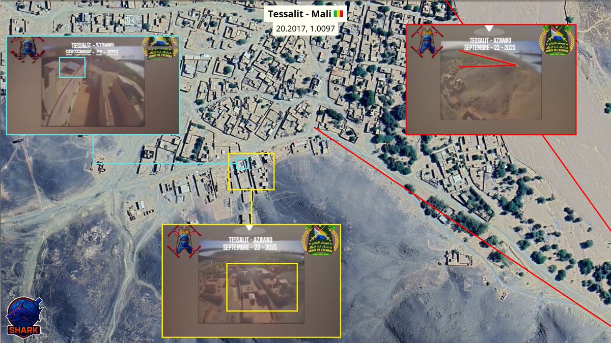 Mali: Geolocations of 2 Azawad Liberation Front(FLA) drone strikes. On 22/09, a building hit by a drone in Tessalit (20.2017, 1.0097)