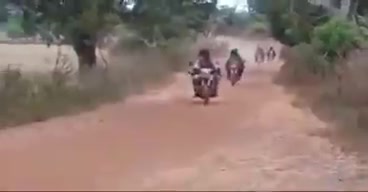 After staying in control of the town of Loulouni, southern Mali, for a while, JNIM withdraws its forces, the militant filming says he can't film all of the fighters as there are too many, and that they came to fight the pro-government Dozo militias but most of them fled