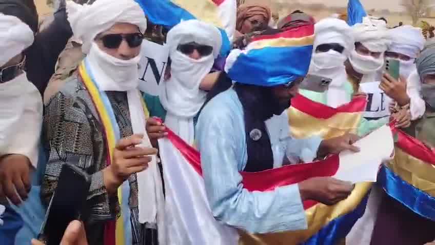 Demonstrations took place in Telhandak in the Kidal region this morning, May 24, 2026, to protest violations committed by the Malian army and the Russian Africa Corps against civilians in Azawad, as well as the use of banned cluster munitions during recent operations in Kidal and Timbuktu.